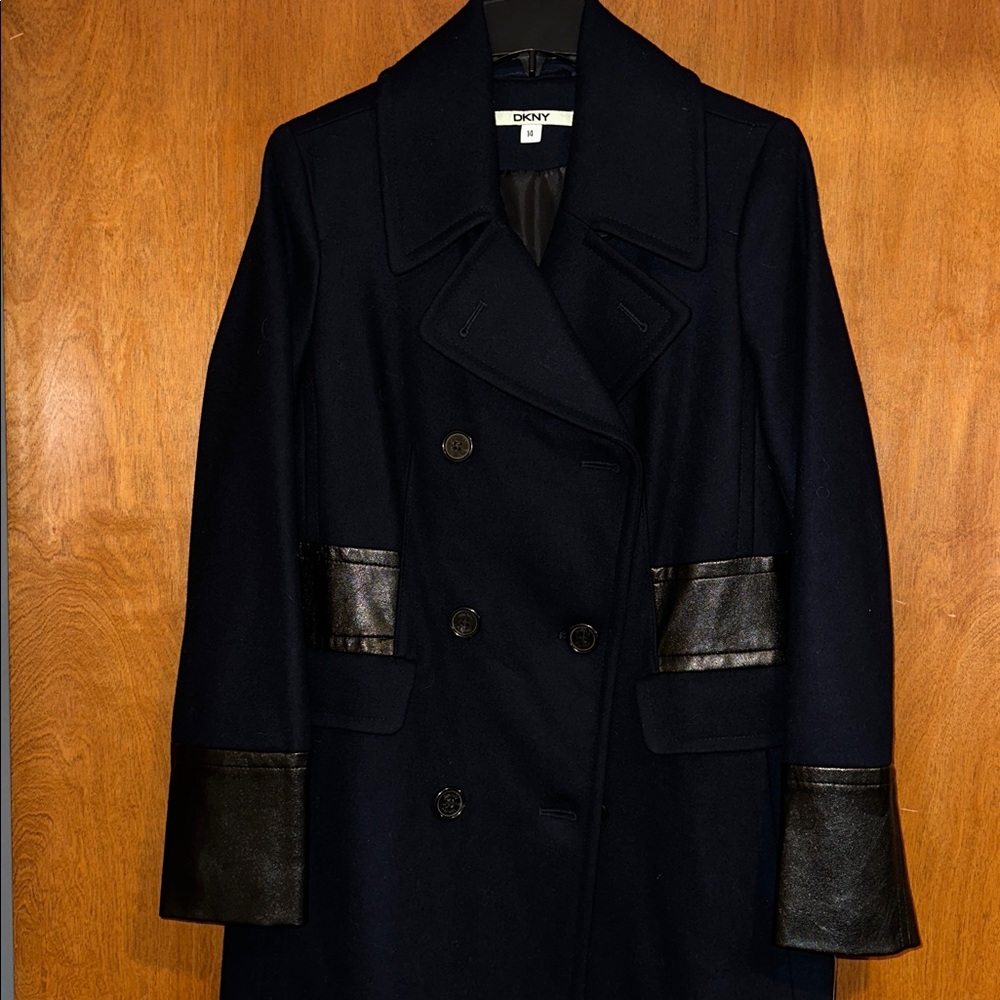 DKNY - Double-Breasted Midnight Navy Trench Coat